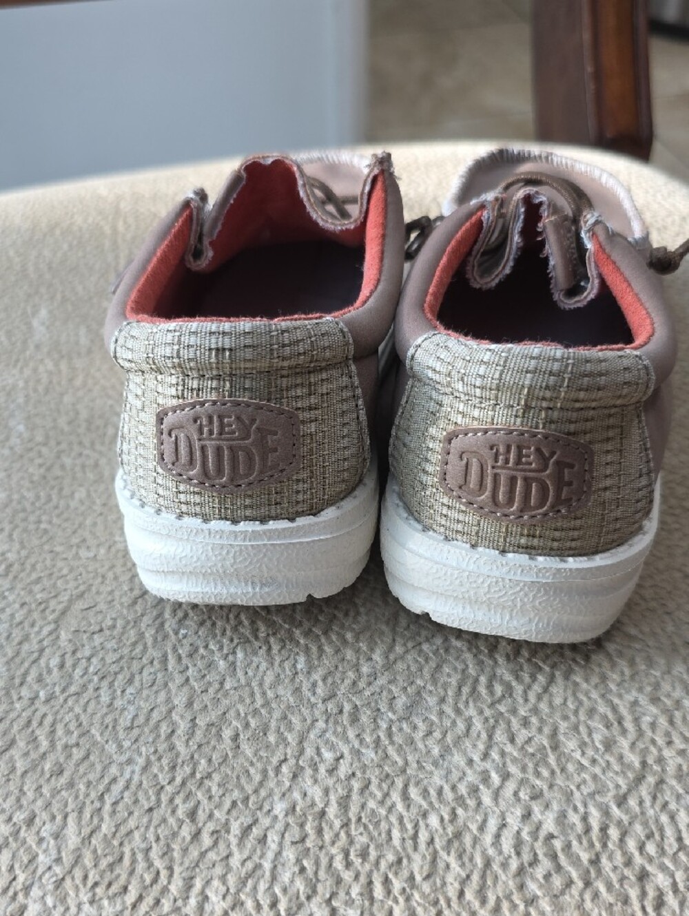 Hey Dude Kids Taupe Sneakers with Coral Lining - Picture 4 of 10